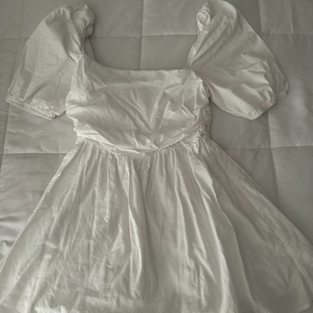 Showpo White Puff Sleeve Square Neck Dress